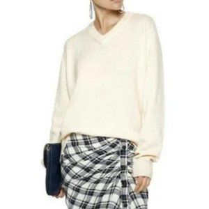 Maje Metro v neck wool blend sweater cream long sleeve